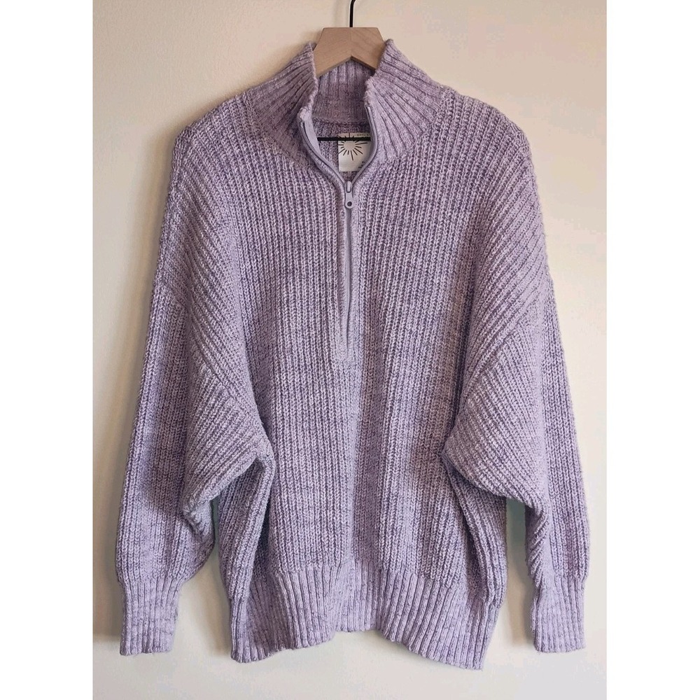 Offline By Aerie XL Lavender Chunky Knit Half Zip Sweater Thumbhole Oversized